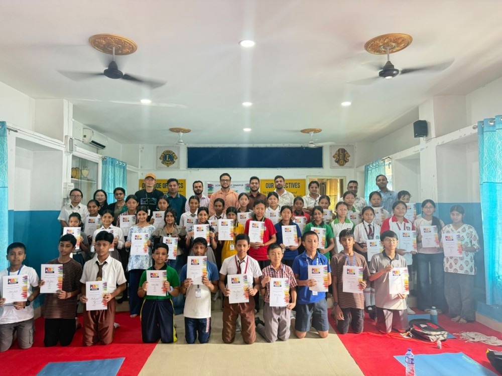 Lions Club of Dimapur officials along with students during a Peace Poster Competition held at the Lions Club Hall in Midland, Dimapur on October 10.